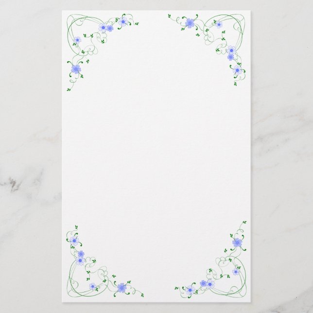 KRW Lovely Blue Floral Stationery (Front)