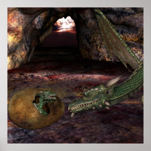 KRW Mother and Child Dragon Fantasy Poster