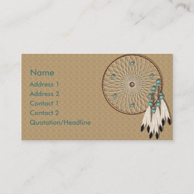 KRW Native American Dreamcatcher Custom Business Card (Front)