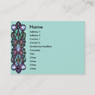 KRW Pale Teal Stained Glass Border Business Card