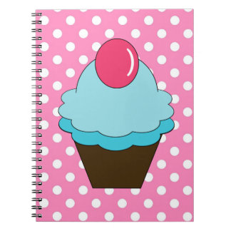 KRW Pink Dots and Blue Cupcake Notebook