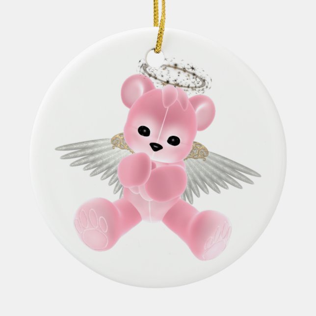 KRW Pink Guardian Angel Bear Ornament (Front)