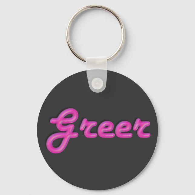 KRW Pink Neon Name Keychain - Greer (Front)
