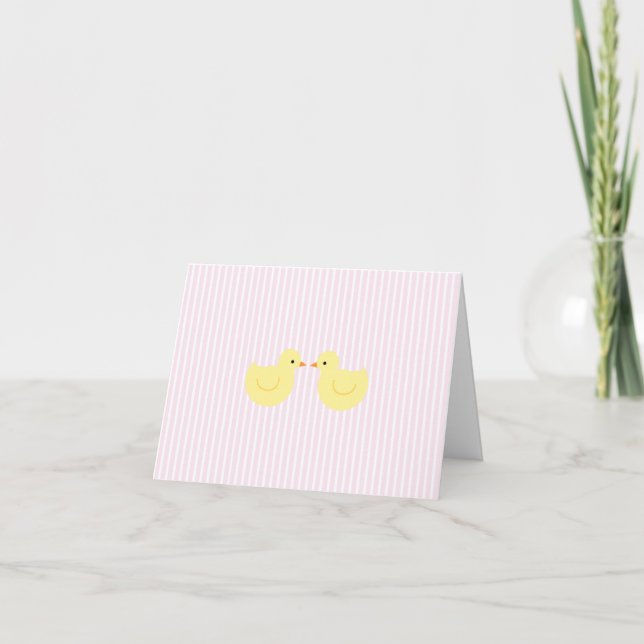KRW Pink Stripe Rubber Duck Baby Shower Invitation (Front)