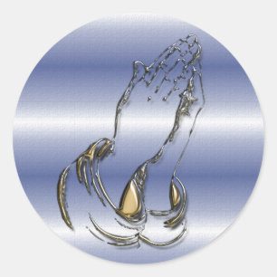 KRW Praying Hands 1.5 Inch Blue Stickers