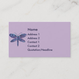 KRW Purple and Navy Blue Dragonfly Business Card