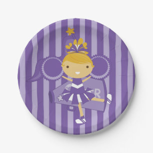 KRW Purple Cheerleader Party Paper Plates