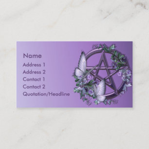 KRW Purple Floral Wiccan Pentagram Business Card