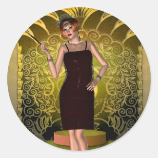 KRW Putting on the Ritz Deco Flapper II Classic Round Sticker