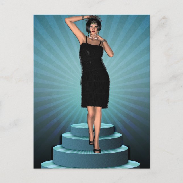KRW Putting on the Ritz Deco Flapper Postcard (Front)