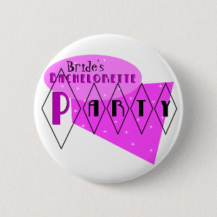 KRW Retro Bachelorette Party Pink Custom Pin