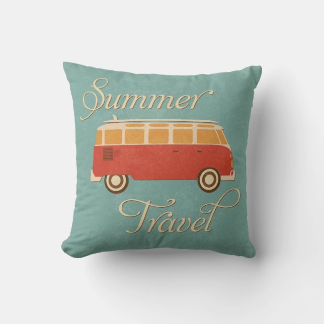 KRW Retro Camper Summer Travel Decor Pillow (Front)