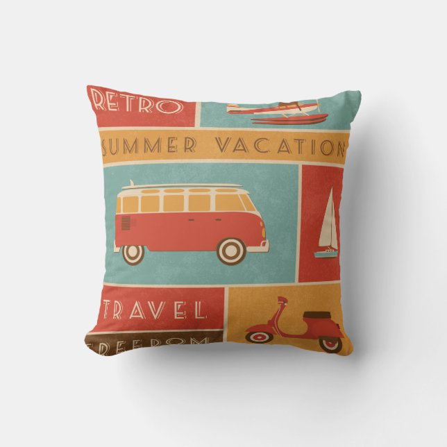 KRW Retro Summer Vacation Travel Pillow (Front)