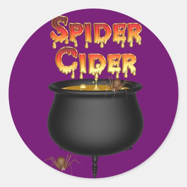 KRW Spider Cider Halloween Classic Round Sticker (Front)