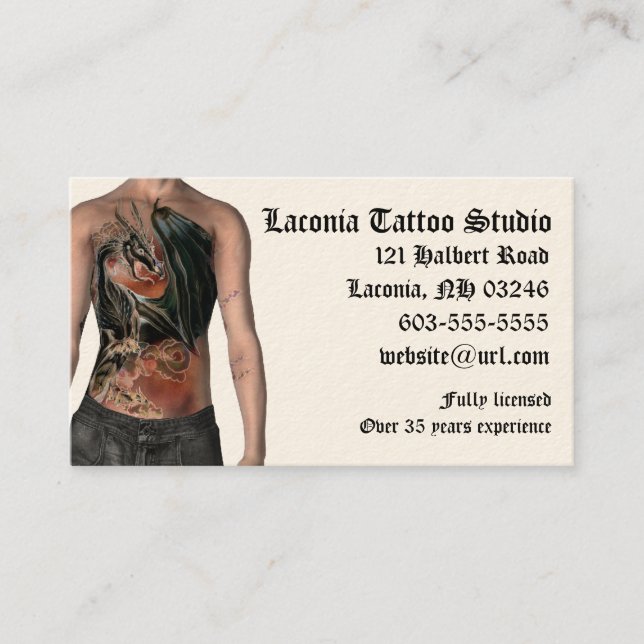 KRW Tattoo Studio Custom Appointment Card (Front)