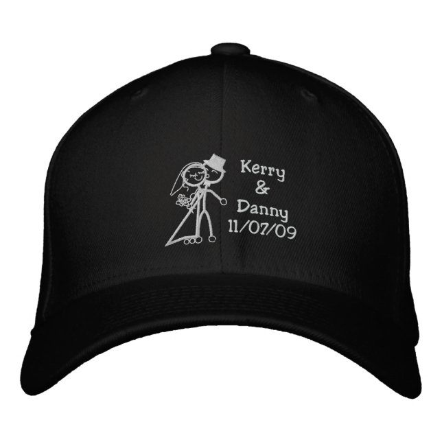 KRW Toon Bride and Groom Custom Name Embroidered Hat (Front)