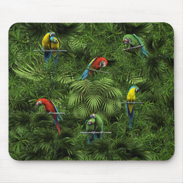 KRW Tropical Jungle Parrots Mouse Pad (Front)