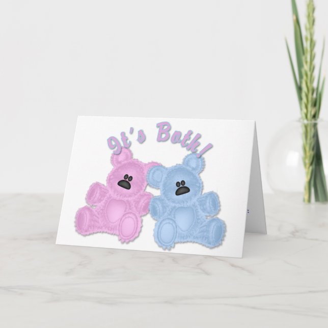 KRW Twin Boy and Girl Bear Baby Shower Invitation (Front)