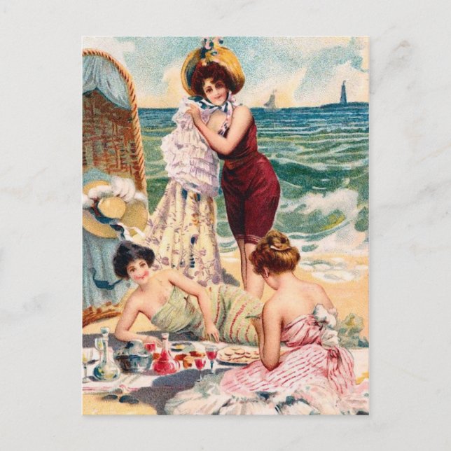 KRW Vintage Beach Illustration Postcard (Front)