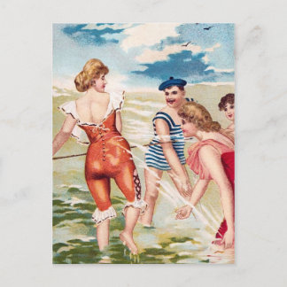 KRW Vintage Beach Illustration Postcard