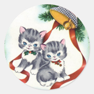 KRW Vintage Cute Kittens Christmas Stickers