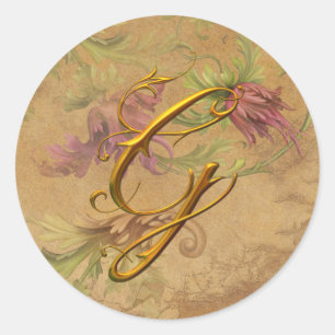 KRW Vintage Floral Gold G Monogram Wedding Seal