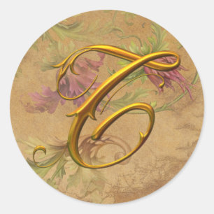 KRW Vintage Floral Gold T Monogram Wedding Seal