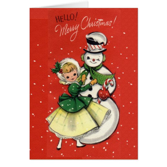 KRW Vintage Girl and Snowman Card - Customised
