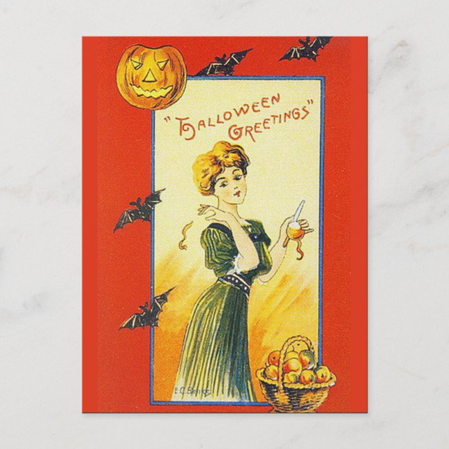 KRW Vintage Halloween Greetings Postcard (Front)