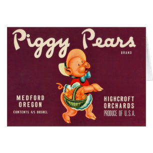 KRW Vintage Piggy Pears Crate Label
