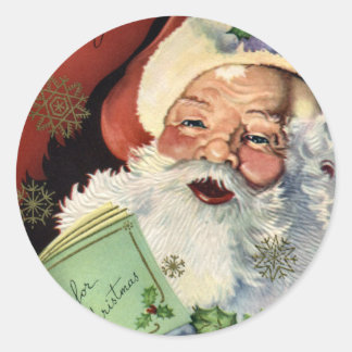 KRW Vintage Santa Claus Christmas Classic Round Sticker