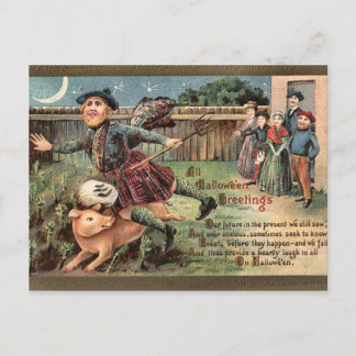 KRW Vintage Scottish Halloween Postcard