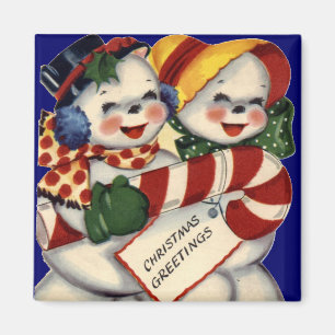 KRW Vintage Snowcouple Christmas Magnet