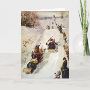KRW Vintage Tobogganing 1886 Holiday Card