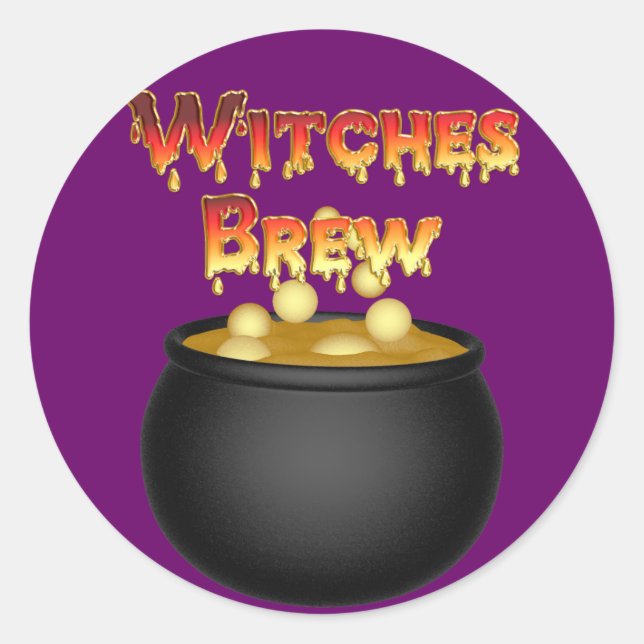 KRW Witches Brew Cauldron Halloween Classic Round Sticker (Front)