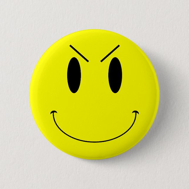 KRW Yellow Evil Face 6 Cm Round Badge (Front)