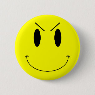KRW Yellow Evil Face 6 Cm Round Badge