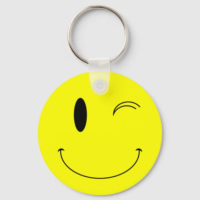 KRW Yellow Winking Face Key Ring (Front)