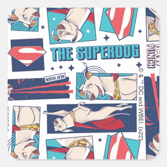 Krypto Comic Panel Pattern Square Sticker (Front)