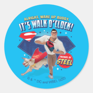 Krypto & Superman - It's Walk O'Clock! Classic Round Sticker