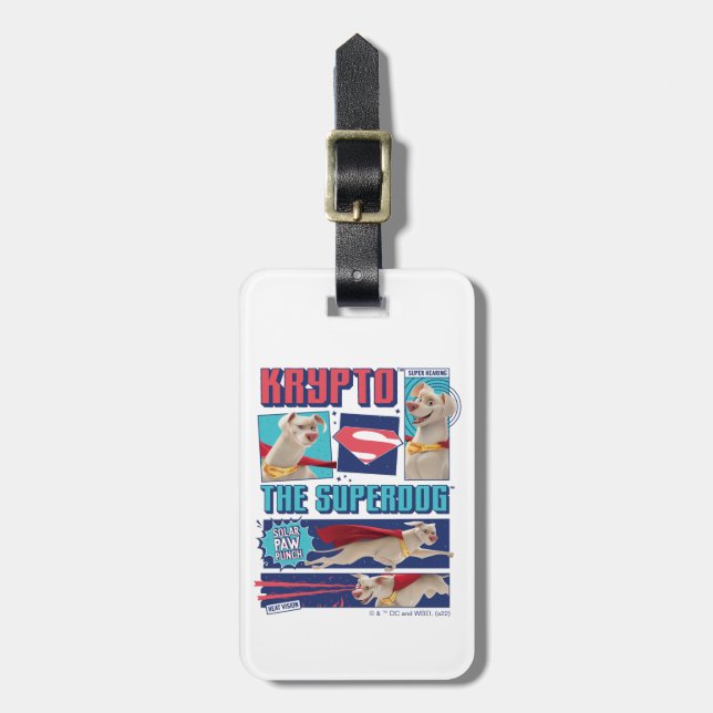 Krypto The Super-Dog Comic Panels Luggage Tag (Front Vertical)