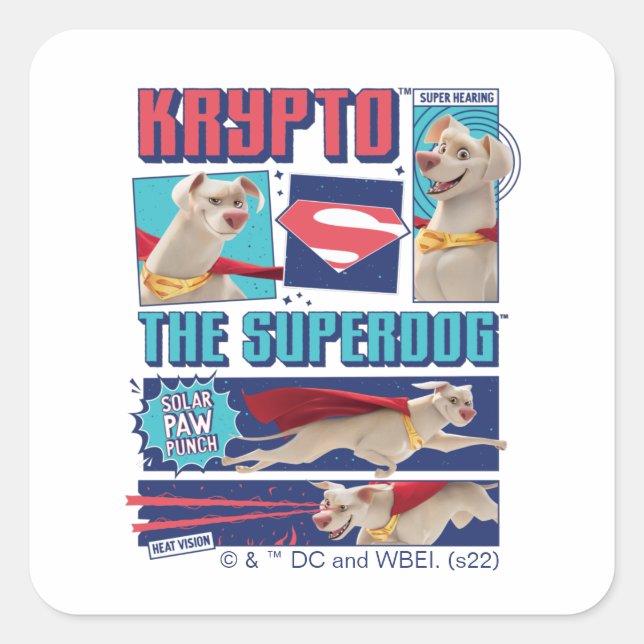 Krypto The Super-Dog Comic Panels Square Sticker (Front)