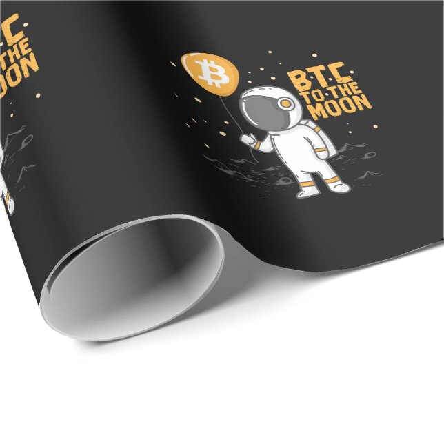 Kryptowährung Bitcoin Astronaut BTC to The Moon Wrapping Paper (Roll Corner)
