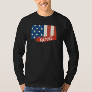 Ks Kansas Cute For Her State Outline Abbreviation T-Shirt