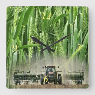 Ks Wheat drilling clock- customize Square Wall Clock