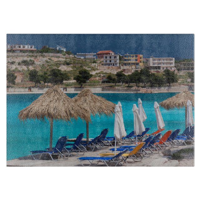 Ksamil, town beachfront cutting board (Front)
