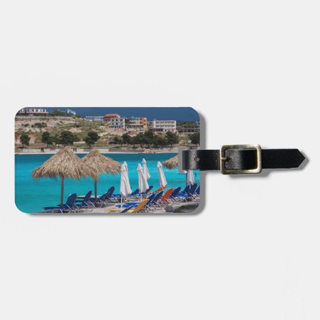 Ksamil, town beachfront luggage tag (Front Horizontal)