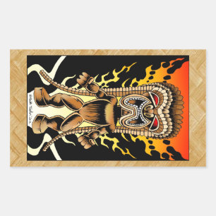 Ku, Hawaiian Tiki God Rectangular Sticker