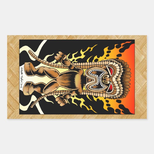 Ku, Hawaiian Tiki God Rectangular Sticker (Front)