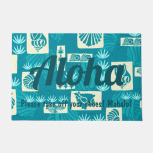 Kua Bay Hawaiian Undersea Shells Aloha Teal Doormat